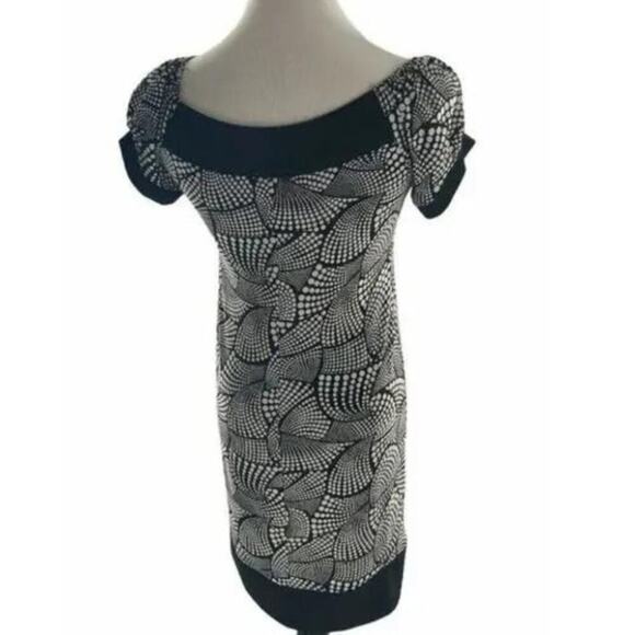 Robbie Bee Womens Signature Dress Midi Black and White Polka Dot Ruffles Size 8 - Picture 4 of 6